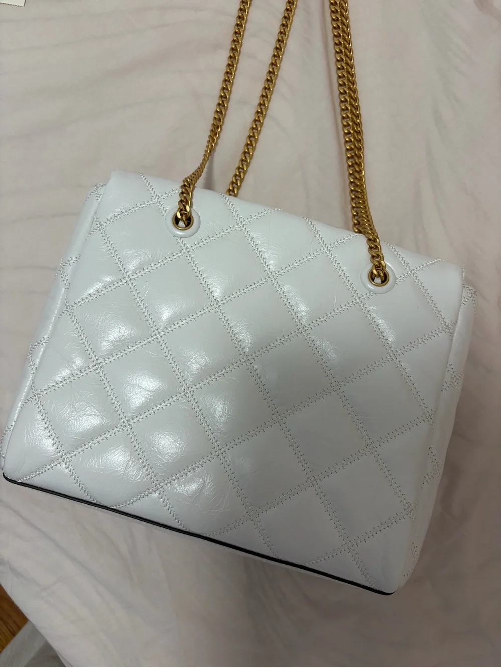 Tory Burch White Quilted Chain-Handle Shoulder Bag